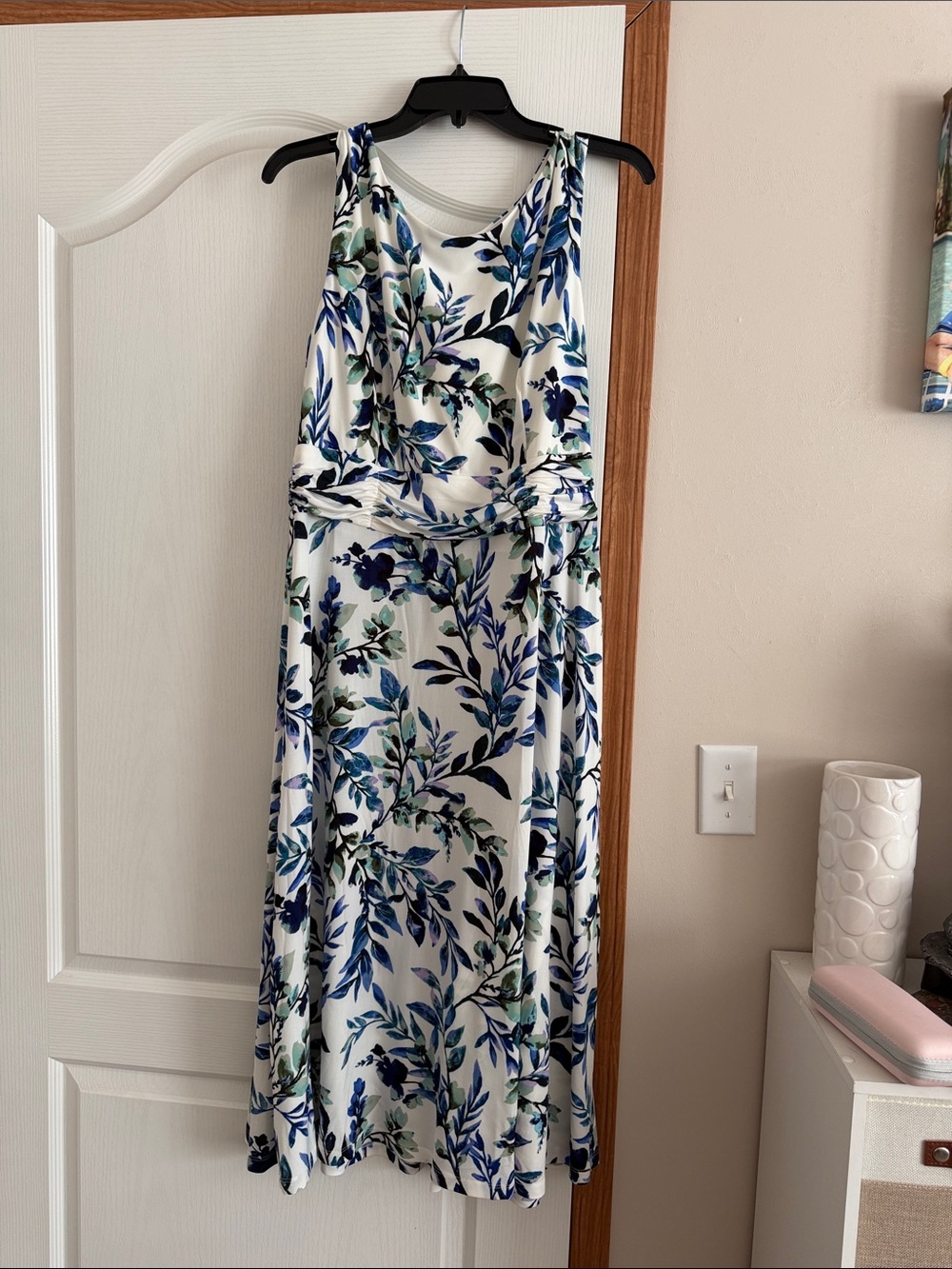 NorthStyle White Dress with Blue & Green Floral Print